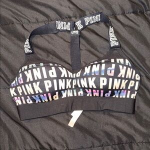 PINK Victoria's Secret Black and Multicolor Sports Bra